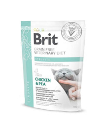 BRIT Veterinary Diets Cat Struvite 400 g , teraviljavaba toit täiskasvanud kassidele, kellel on alumiste kuseteede probleemid.