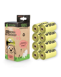 STARCH BAG Kompostitavad BIO kotid väljaheidete jaoks 8 rulli x 15 tükki, roheline värvus