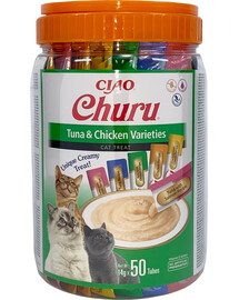 INABA Churu Variety Tuna&Chicken tuunikala kanaga kassidele purk 50x14g (700g)