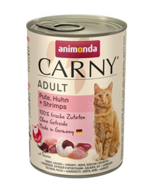 ANIMONDA Carny Adult kassidele kalkuni, kana ja krevettidega 400g