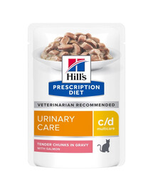 HILL'S Prescription Diet Feline C/D Multicare Urinary hooldus lõhega 12x85g kotikeses