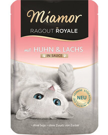 MIAMOR Ragout Royale in Sauce Chicken&Salmon Kana ja lõhe kastmega kassidele 100 g
