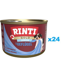 RINTI Gold Junior Poultry Mini Poultry väikest tõugu kutsikatele 24x185 g