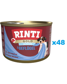 RINTI Gold Junior Poultry Mini Poultry väikest tõugu kutsikatele 48x185 g