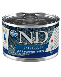 FARMINA N&D Oceean Dog Puppy Codfish, pumpkin 140 g turska ja kõrvitsat kutsikatele