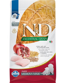 FARMINA N&D ANCESTRAL GRAIN DOG kutsikatele kana ja kaeraga 2,5 kg