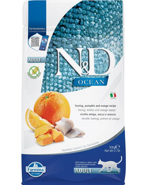 FARMINA N&D Ocean cat adult herring pumpkin and orange 300 g heeringas, kõrvits ja oranž kassidele