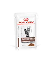 ROYAL CANIN GASROINTESTINAL MODERATE CALORIE kassidele soolestiku imendumishäirete vähendamiseks ja rasva ainevahetuse toetamiseks 24 x 85 g