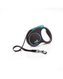 FLEXI  sissetõmmatav rihm Black Design S 5 m pikkuse rihmaga, sinine
