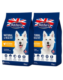BUTCHER'S Natural&Healthy kuivtoit koertele kana 20g (2 x 10kg)