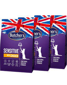 BUTCHER'S Functional Cat Sensitive tundlikele kassidele kanaga 3x800 g