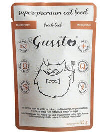 GUSSTO Cat Fresh Beef kasside märgtoit, värske veiseliha 85 g
