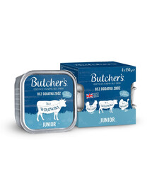 BUTCHER'S Original Junior segamaitseline kana-, veise- ja kalkunipasteet kutsikatele 8x150 g