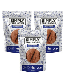 SIMPLY FROM NATURE Meat Strips Küülikuliha ribadeks koertele 3x80 g
