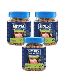 SIMPLY FROM NATURE Smart Bites Kodulinnuliha trenni maiuspalad koertele 3x130 g
