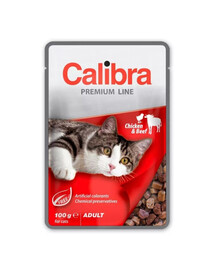 CALIBRA Cat Premium Line Adult Chicken & Beef 100 g veise- ja kanalihaga kassidele
