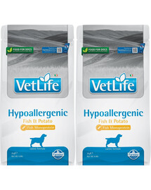 FARMINA Vet Life Hypoallergeenne Kala ja Kartul koertele toitainete talumatuse vähendamiseks 2 kg x 2