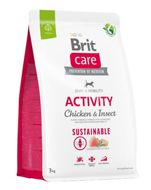CARE Dog Sustainable Activity chicken insekt dla aktywnych dorosłych psów z kurczakiem i insektami 3 kg