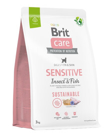 CARE Dog Sustainable Sensitive fish insekt dla dorosłych psów z rybami i insektami 3 kg