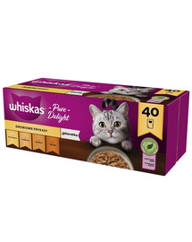 WHISKAS Potrawka Adult 40x85g Poultry Flavours - märja kassitoit želees (kana, pardi-, linnu- ja kalkunitoiduga)