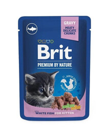 BRIT PREMIUM Pouch White Fish Kitten 24x100g koos valge kalaga kassipoegade jaoks