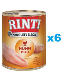 RINTI Singlefleisch Chicken Pure 6x400 gmonoproteiini kana
