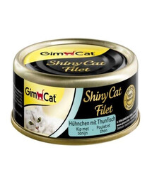 GIMCAT Shiny Cat Filet Chicken&Tuna 70g kana ja tuunikala puljongis