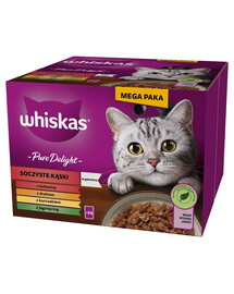 WHISKAS Adult Pure Delight Juicy Jellied Bites 24x85 g tükki veise-, kana-, lambaliha, kodulinnulihaga täiskasvanud kassidele