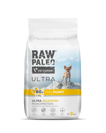 RAW PALEO Ultra Turkey Mini Puppy 2kg väikest tõugu kutsikatele kalkunile