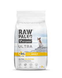 RAW PALEO Ultra Turkey Mini Adult 2kg väikest tõugu täiskasvanud koertele kalkunile