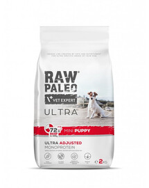RAW PALEO Ultra Beef Mini Puppy 2kg väikest tõugu veiseliha kutsikatele