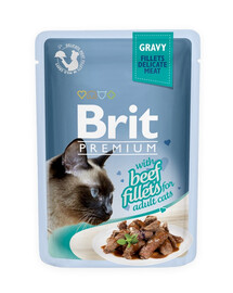 BRIT Premium Cat Fillets in Gravy märg kassitoit veiselihaga 24x85g