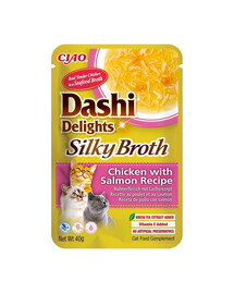 INABA Cat Dashi Delights Silky Broth Kana ja lõhe 40g