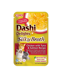 INABA Cat Dashi Delights Silky Broth Kana, tuunikala ja lõhe 40g