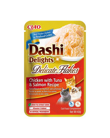 INABA Cat Dashi Delights Delicate Flakes Kana, tuunikala ja lõhe 40g