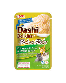 INABA Cat Dashi Delights Delicate Flakes Kana, tuunikala ja kammkarbid 40g