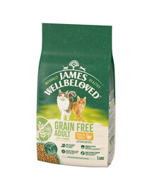 JAMES WELLBELOVED Adult 1,5 kg teraviljavaba kuiv täistoit täiskasvanud kassidele 1-7 aastat, mis sisaldab rohkelt kalkunit.
