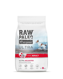 RAW PALEO Ultra Beef Mini Adult 8kg väikest tõugu täiskasvanud koertele veiseliha