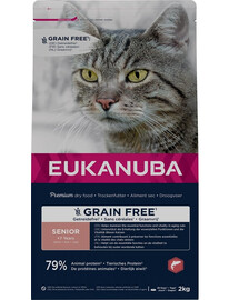 EUKANUBA Grain Free Senior Salmon 2 kg vanematele kassidele