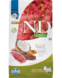 FARMINA N&D Quinoa Mini nahk ja karvkate 800g pardi ja kookospähkliga väikestele tõugudele