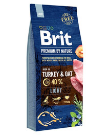 BRIT Premium By Nature Light Turkey and Oat  15 kg Täistoit kalkuni ja kaeraga kõikidele tõugudele ülekaalulistele