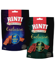 RINTI Singlefleisch Exclusive Snack Mix koerte maiuspalad hobuse ja ulukiga 12x50 g