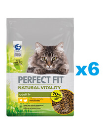PERFECT FIT Natural Vitality 1+ kuiv täistoit täiskasvanud kassidele kana ja kalkuniga 6x650g