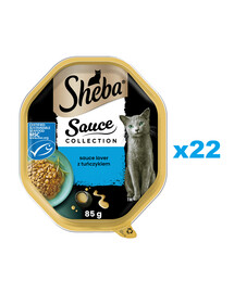 SHEBA Sauce Collection salv 22x85 g märg täistoit täiskasvanud kassidele tükid tuunikalaga kastmes
