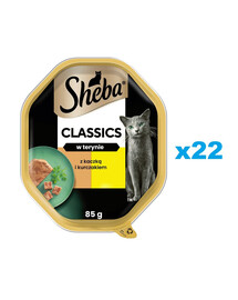 SHEBA Classics salve 22x85g märg täistoit täiskasvanud kassidele pardi- ja kanatoiduga terrinaadis