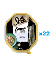 SHEBA Sauce Collection salv 22x85 g märg täistoit täiskasvanud kassidele tükki vasikalihaga kastmes