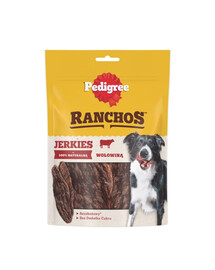 PEDIGREE Ranchos Jerkies 7x180 g teraviljavaba lisatoit täiskasvanud koertele veiselihaga