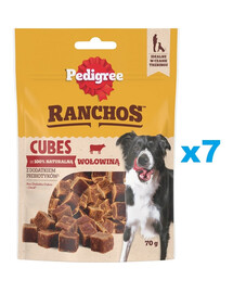 PEDIGREE Ranchos Cubes 7x70 g Täiendav toit täiskasvanud koertele veiselihaga