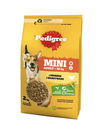 PEDIGREE Adult Mini kuivtoit kodulinnuliha ja köögiviljadega väikestele, alla 10 kg kaaluvatele tõukoertele 2kg