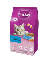 WHISKAS Adult 1,4 kg täisväärtuslik kuivtoit täiskasvanud kassidele maitsva tuunikalaga